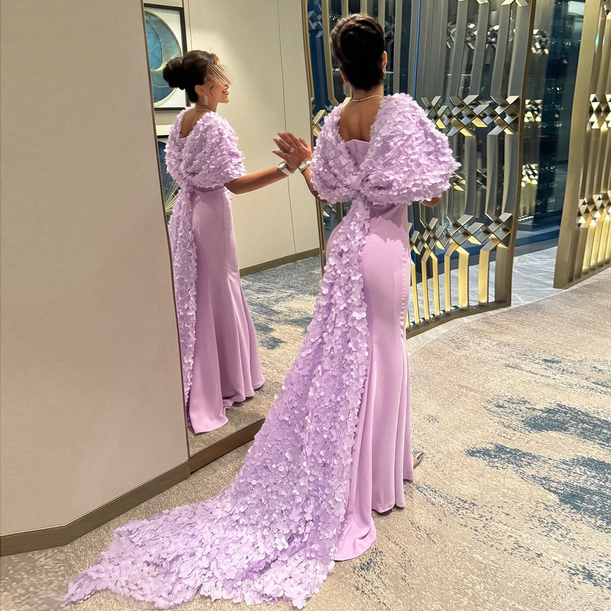 Luxury 3D Flowers Pink Sweetheart Mermaid Evening Dress SF043