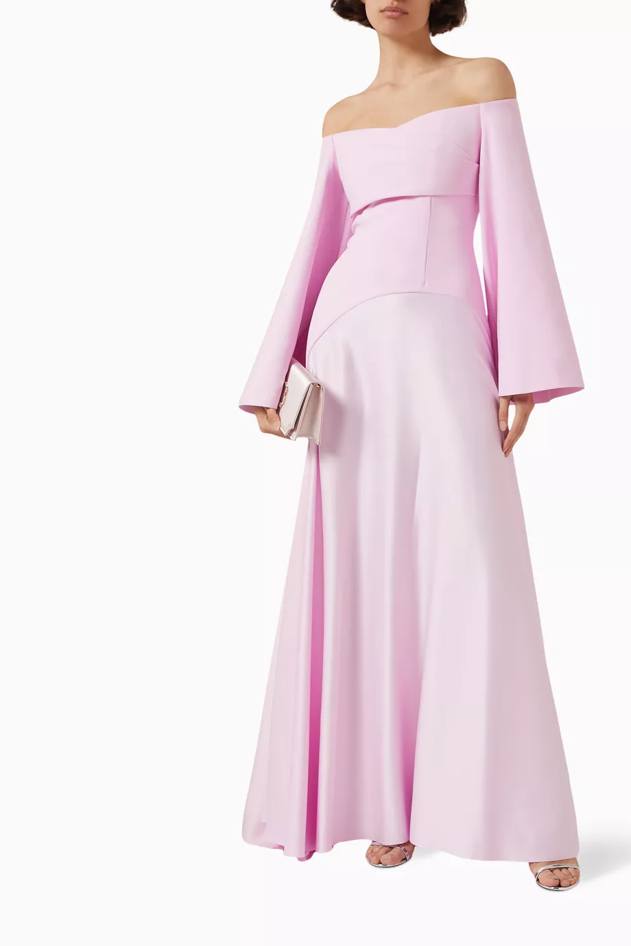 Elegant Pink Off Shoulder A-Line Evening Dress SF095