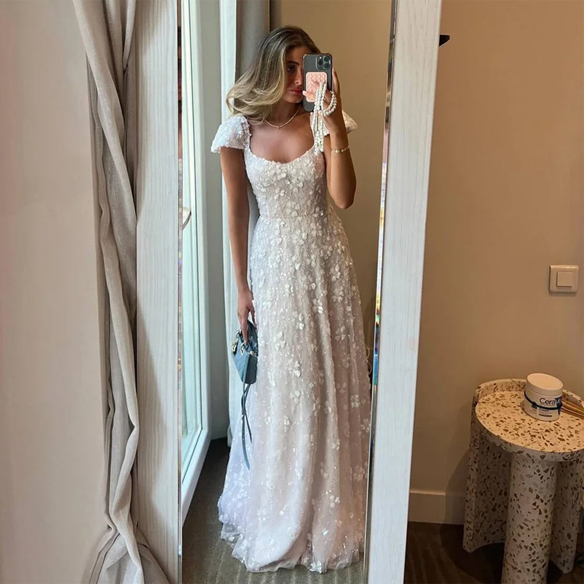 Chic Pink Floral Open Back Evening Dress SS602