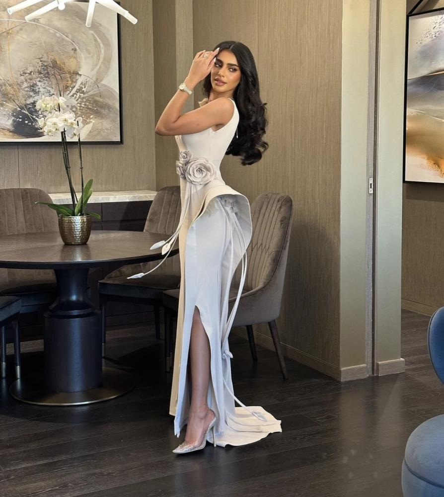 Luxury Khaki 3D Floral Evening Dress with Overskirt SF417