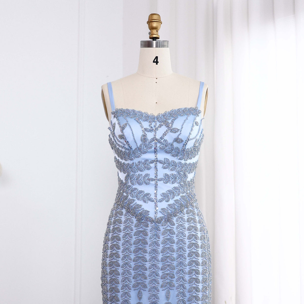 Luxury Beaded Blue Mermaid Evening Dress SS694