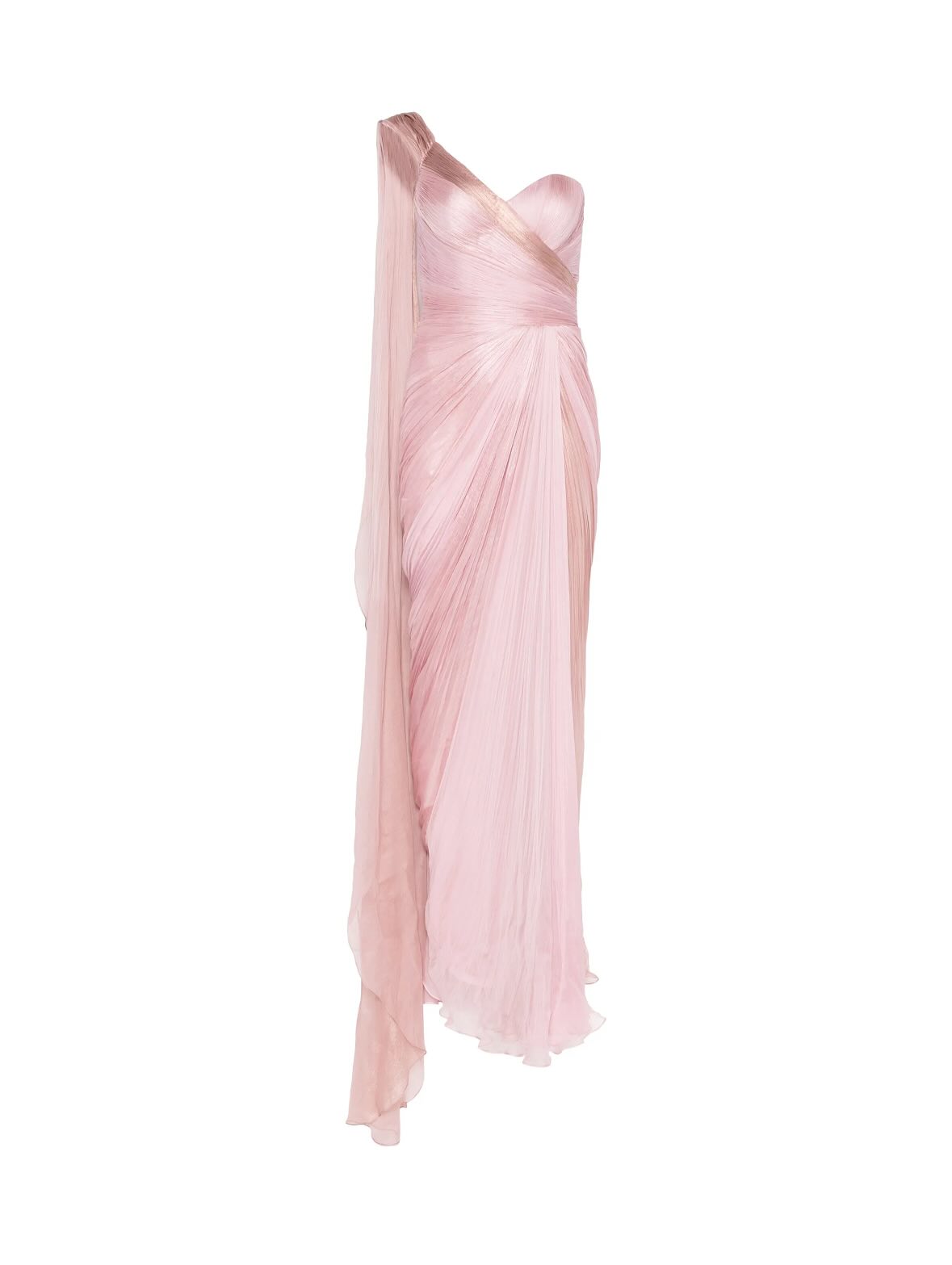 Luxury Light Pink Draped Evening Dress with cap SF028