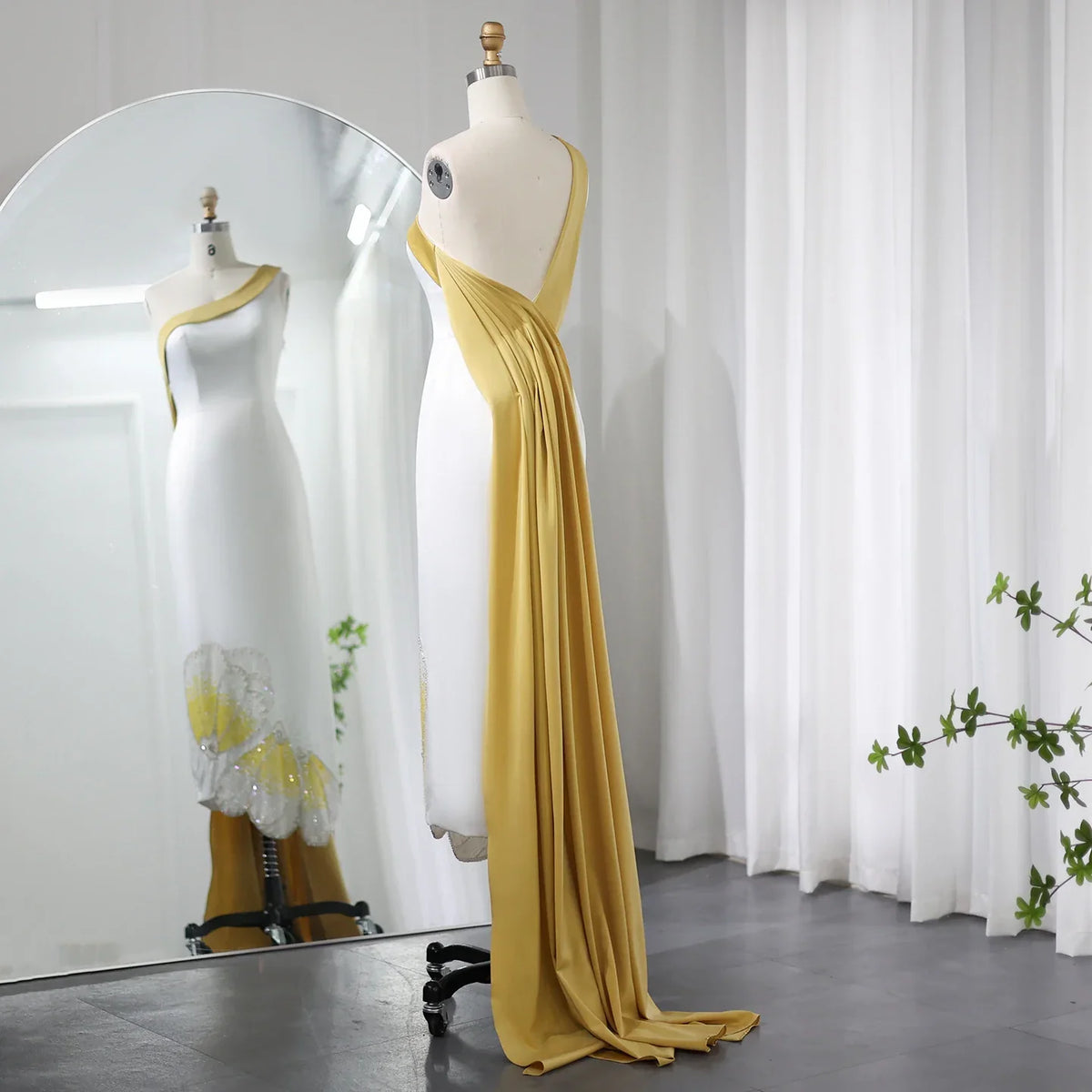 Dreamy Vow White Lilac Butterfly Luxury Evening Dresses for Women Wedding Arab One Shoulder Midi Formal Party Dress 475