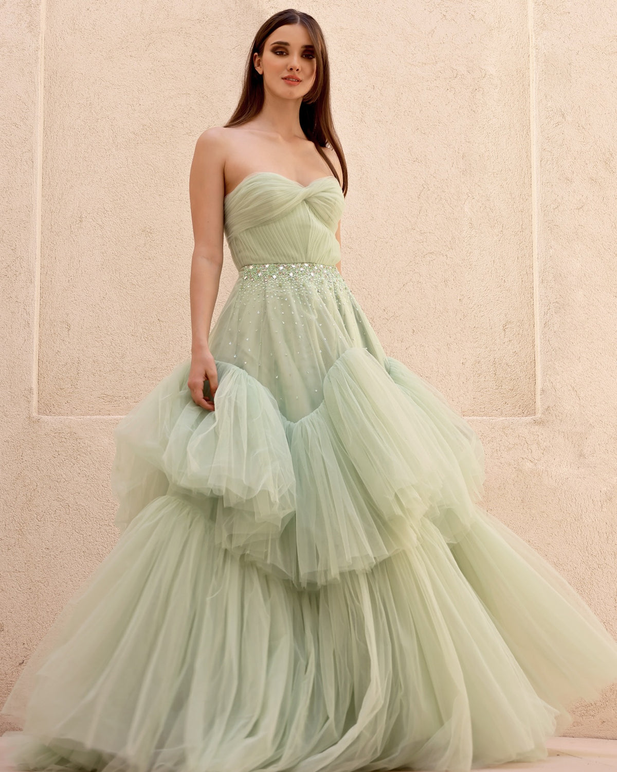 Elegant Gray Spaghetti straps A-Line Evening Dress SF314