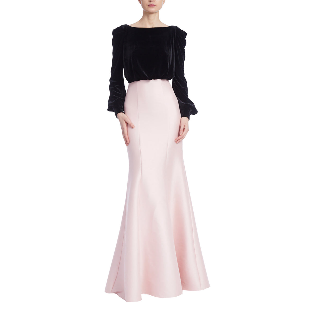 Elegant Black&Pink Long Sleeves Mermaid Evening Dress SF250