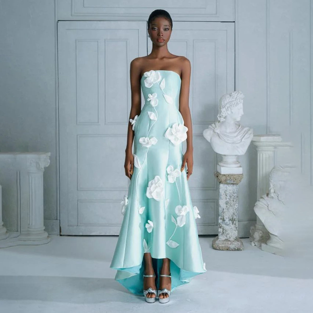 Luxury 3D Floral Mint Green Mermaid Evening Dress SF338