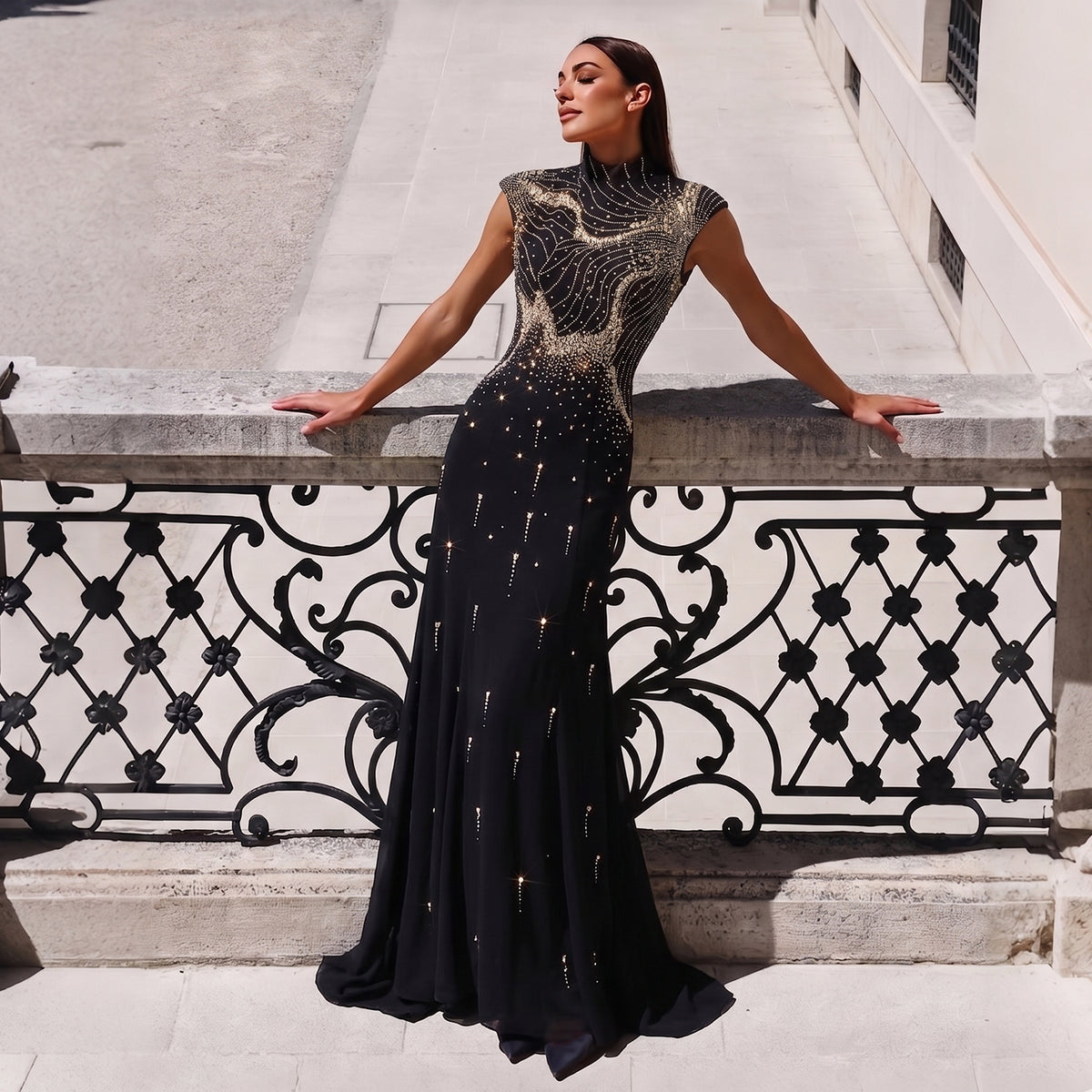 bead embroidered dress Beaded Long Formal Mother of the Bride Dress