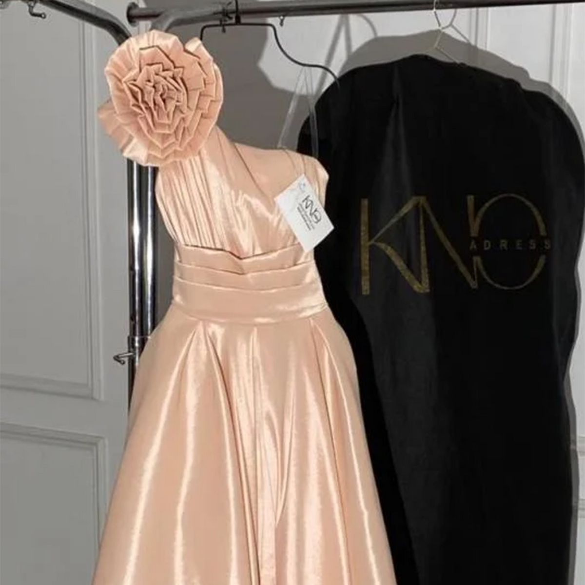 Elegant 3D Flowers Peach One Shoulder A-Line Evening Dress SF449