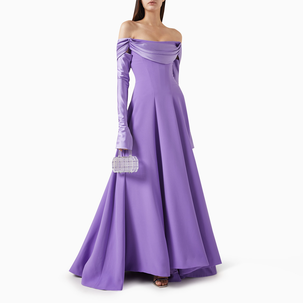 Elegant Dark Navy Off Shoulder Evening Dress SF474