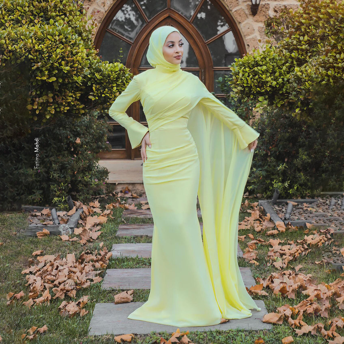 Elegant Yellow Long Sleeves Mermaid Evening Dress SF187
