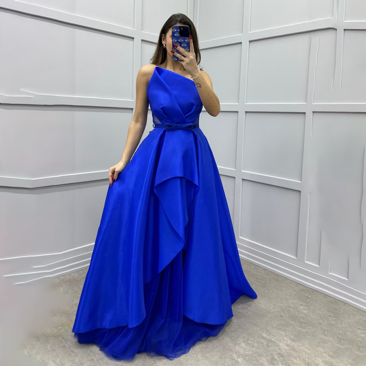 Glamorous Bow Royal Blue A-Line Evening Dress SF367