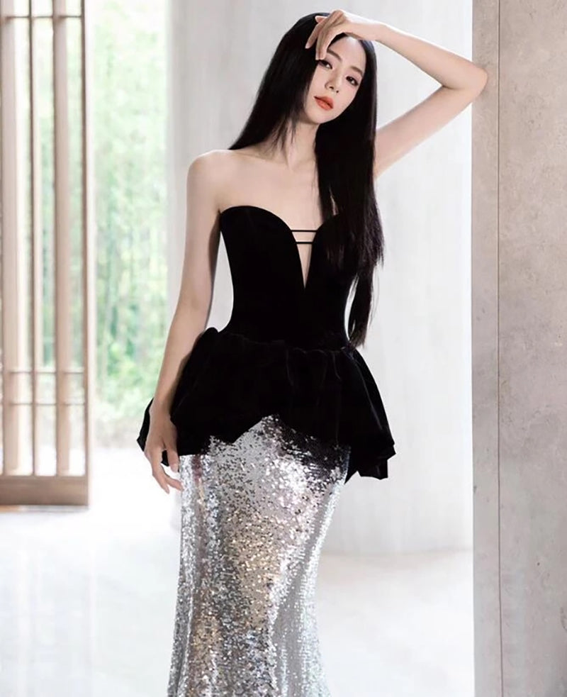 deep v neck peplum dress elegant black deep v neck peplum maxi dress ruched detail