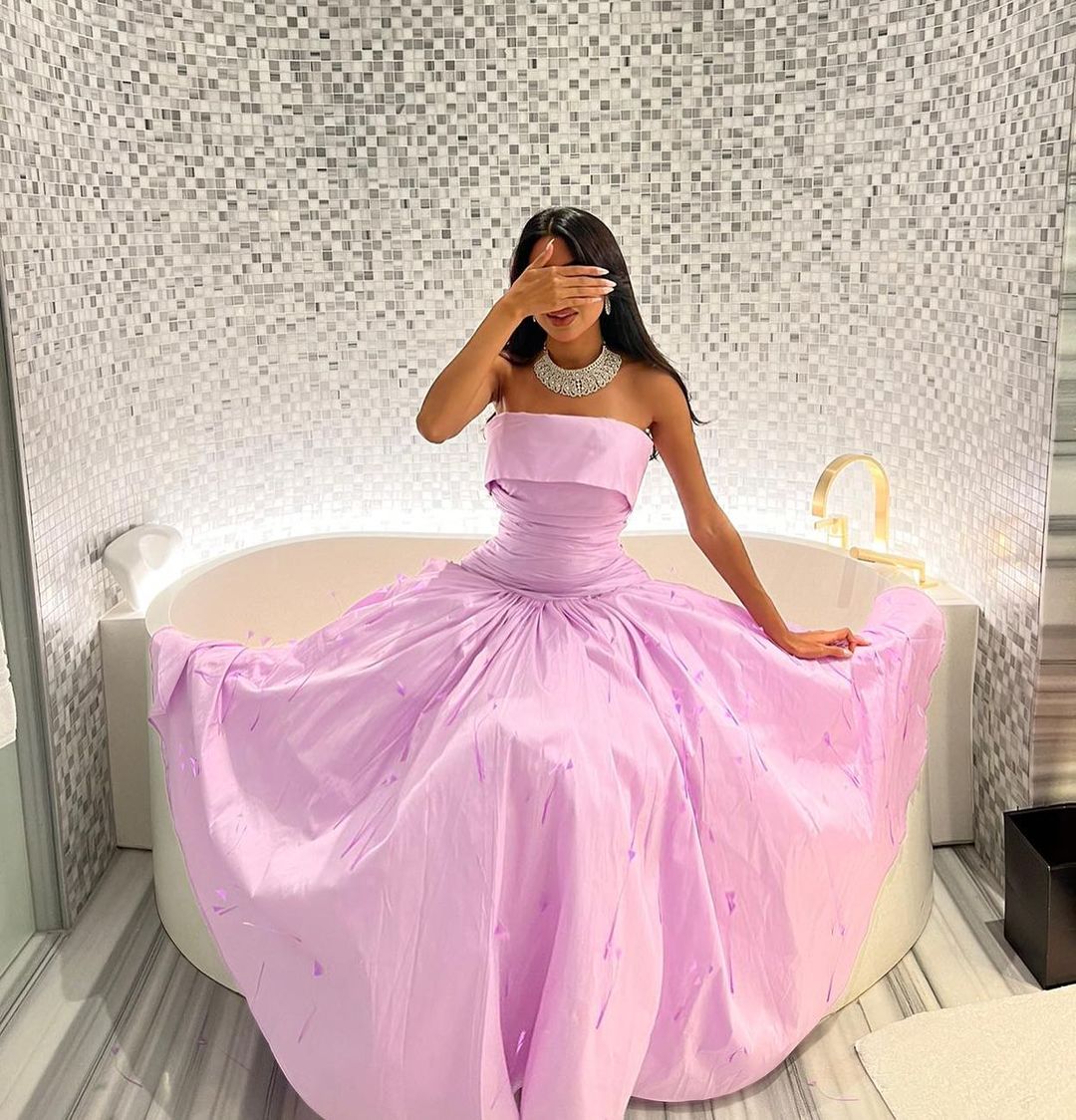 Glamorous Feathers Lilac A-Line Evening Dress SF289