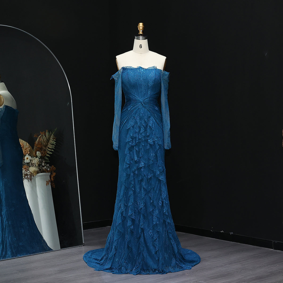 turquoise long sleeve dress Luxury Turquoise Long Sleeves Mermaid Evening Dress SF519 – Sharon Said