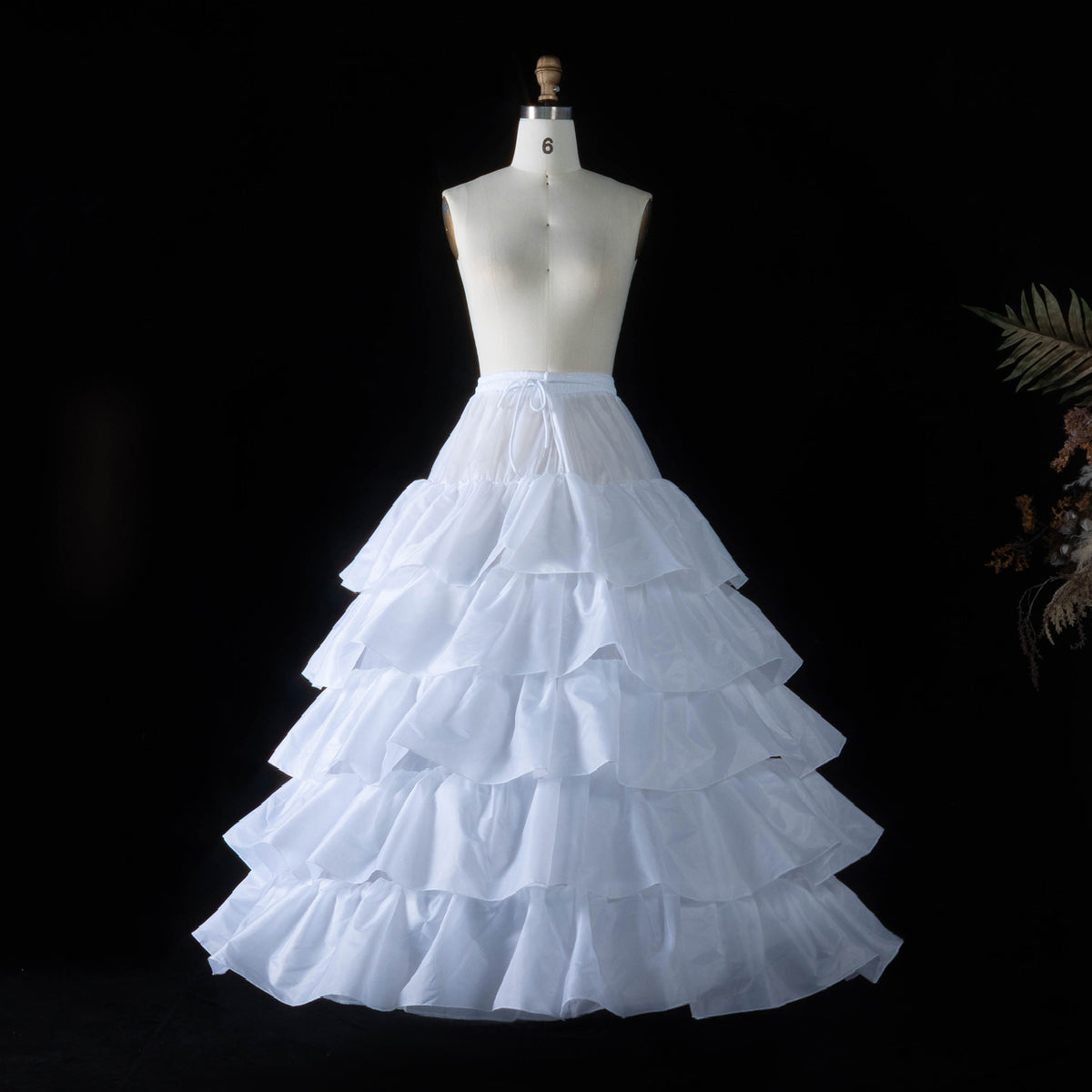White 5-Tier Ruffled Ball Gown Petticoat with 4 Hoops BP001