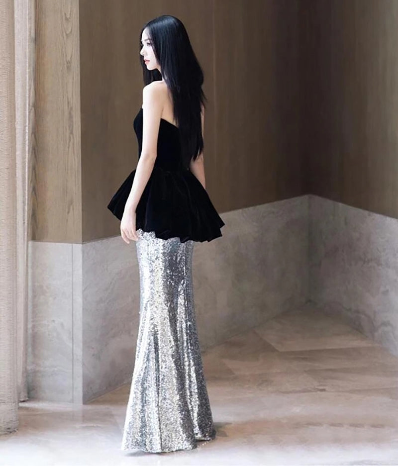 silver sequin peplum dress Sequin Peplum Corset Maxi Dress Silver