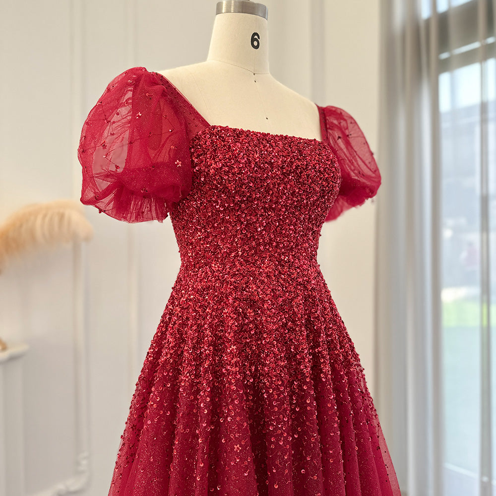 Dreamy Vow Chic Rose Pink Luxury Dubai Evening Dresses for Women Wedding Party Burgundy Gold Long Arabic Formal Prom Gown 109
