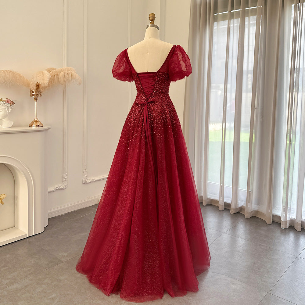 Dreamy Vow Chic Rose Pink Luxury Dubai Evening Dresses for Women Wedding Party Burgundy Gold Long Arabic Formal Prom Gown 109