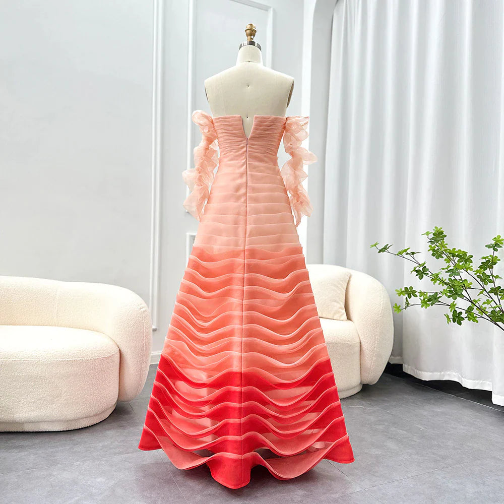 Dreamy Vow Gradual Pink Fuchsia Dubai Evening Dresses for 2023 Woman Wedding Birthday Party Arabic Long Formal Prom Gowns F 061