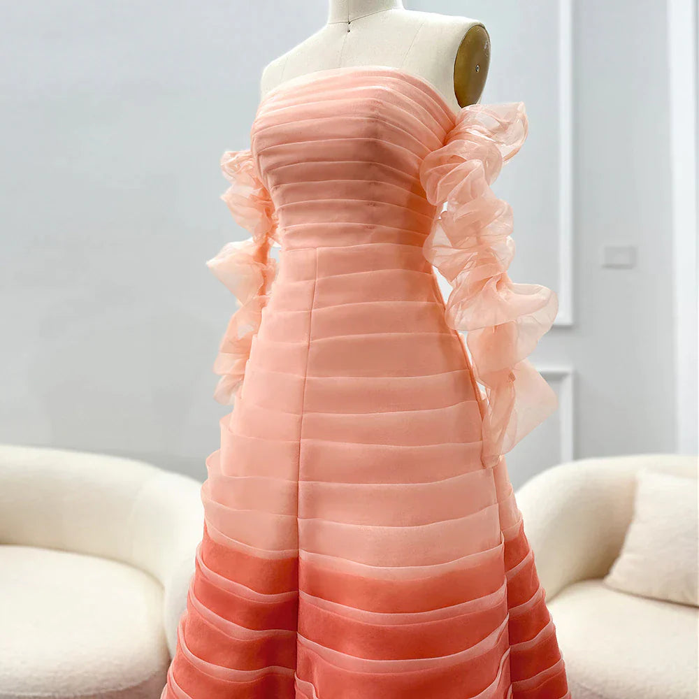 Dreamy Vow Gradual Pink Fuchsia Dubai Evening Dresses for 2023 Woman Wedding Birthday Party Arabic Long Formal Prom Gowns F 061