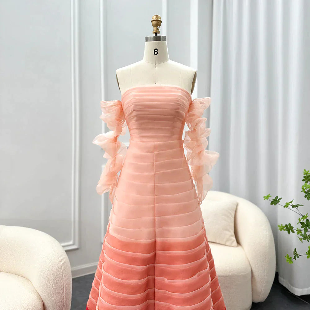 Dreamy Vow Gradual Pink Fuchsia Dubai Evening Dresses for 2023 Woman Wedding Birthday Party Arabic Long Formal Prom Gowns F 061