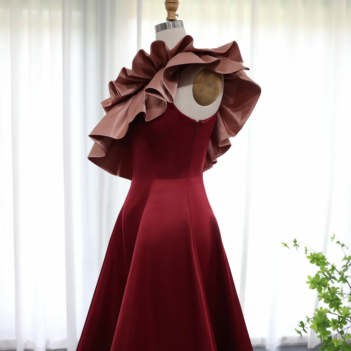 Dreamy Vow Elegant Pink Burgundy Dubai Short Evening Dresses for Wedding Party 2023 Arabic Women Midi Formal Guest Gowns F 057