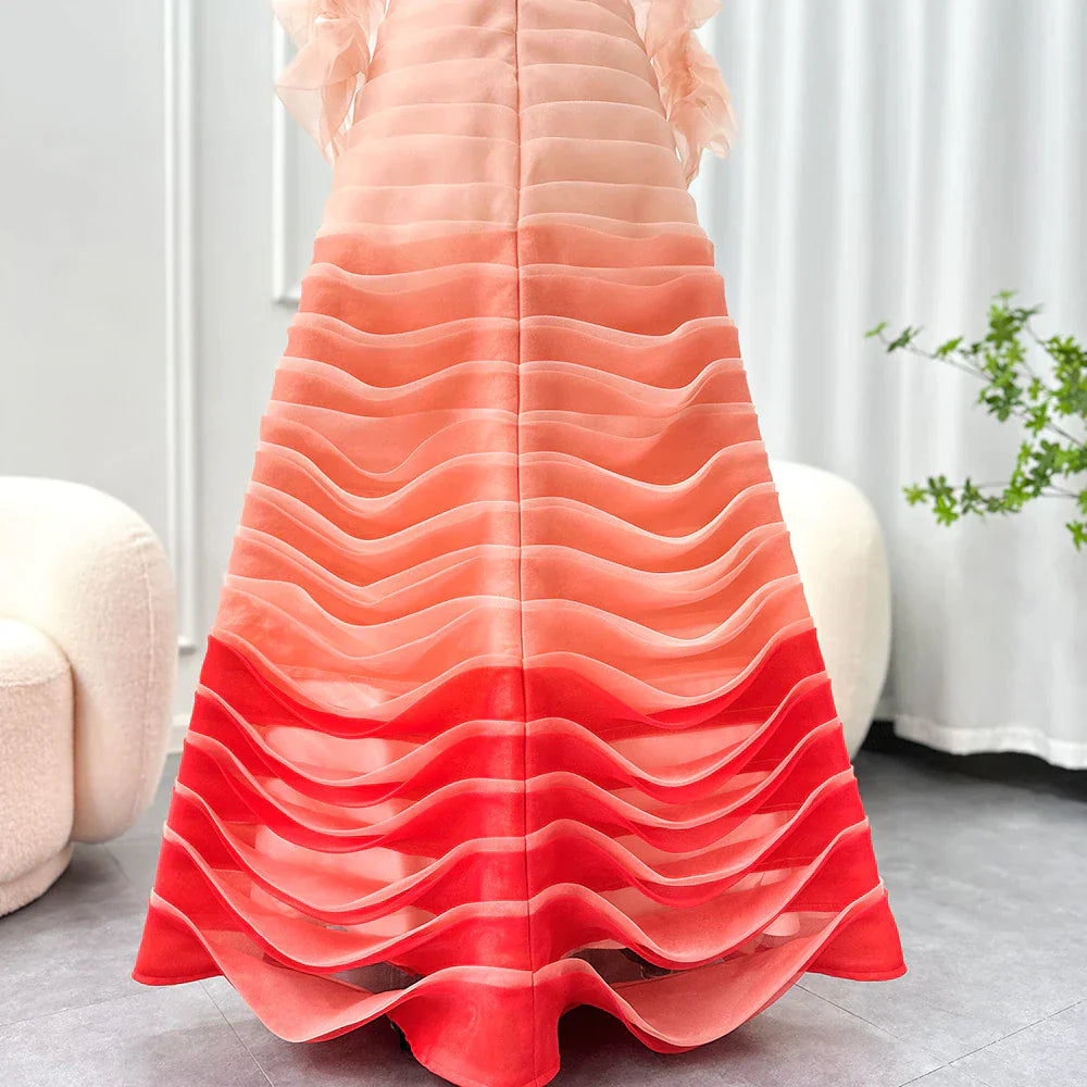 Dreamy Vow Gradual Pink Fuchsia Dubai Evening Dresses for 2023 Woman Wedding Birthday Party Arabic Long Formal Prom Gowns F 061
