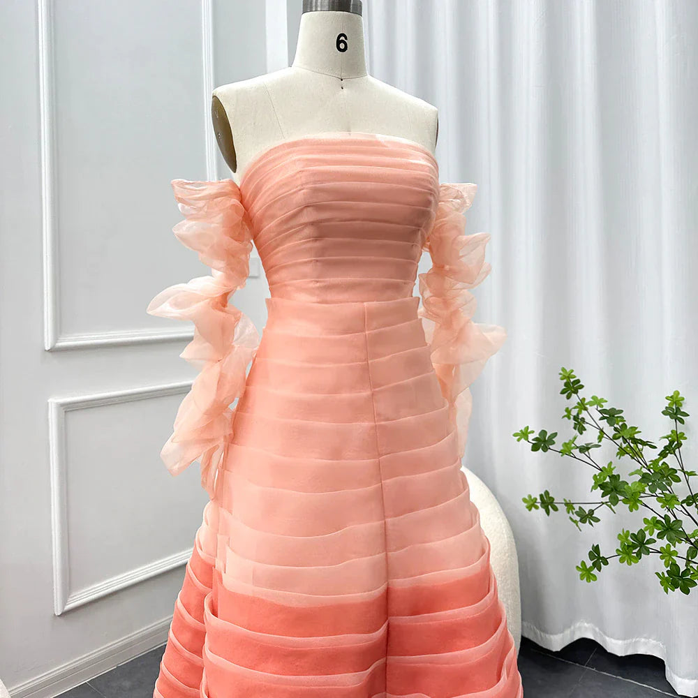 Dreamy Vow Gradual Pink Fuchsia Dubai Evening Dresses for 2023 Woman Wedding Birthday Party Arabic Long Formal Prom Gowns F 061