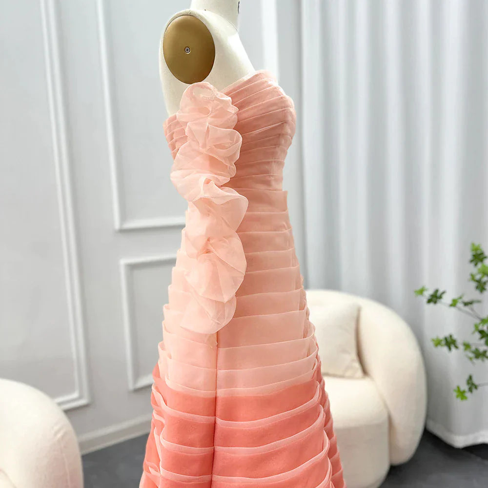 Dreamy Vow Gradual Pink Fuchsia Dubai Evening Dresses for 2023 Woman Wedding Birthday Party Arabic Long Formal Prom Gowns F 061