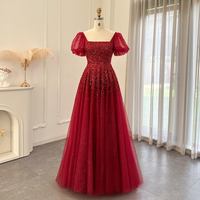 Dreamy Vow Chic Rose Pink Luxury Dubai Evening Dresses for Women Wedding Party Burgundy Gold Long Arabic Formal Prom Gown 109
