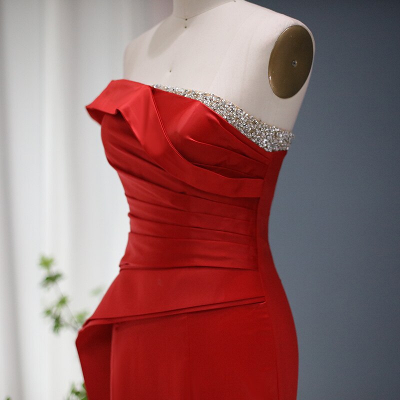 Dreamy Vow Sexy Red Mermaid Long Prom Dresses Elegant One Shoulder Dubai Evening Dress for Women Wedding Party Graduation 405