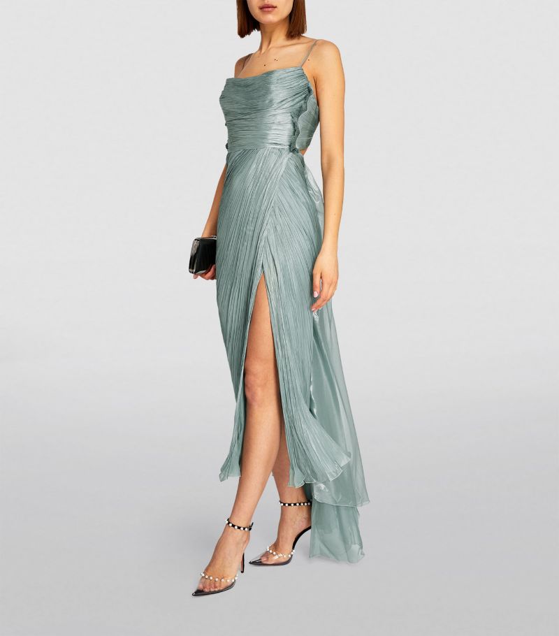 Elegant Blue Spaghetti Straps Pleats Evening Dress SF287