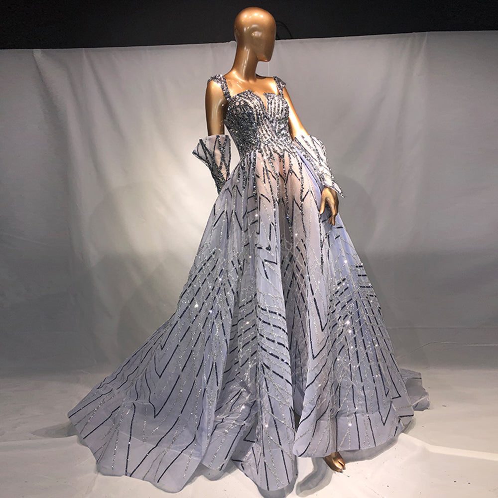 Stunning Glitter Blue Crystal Evening Dresses SS557