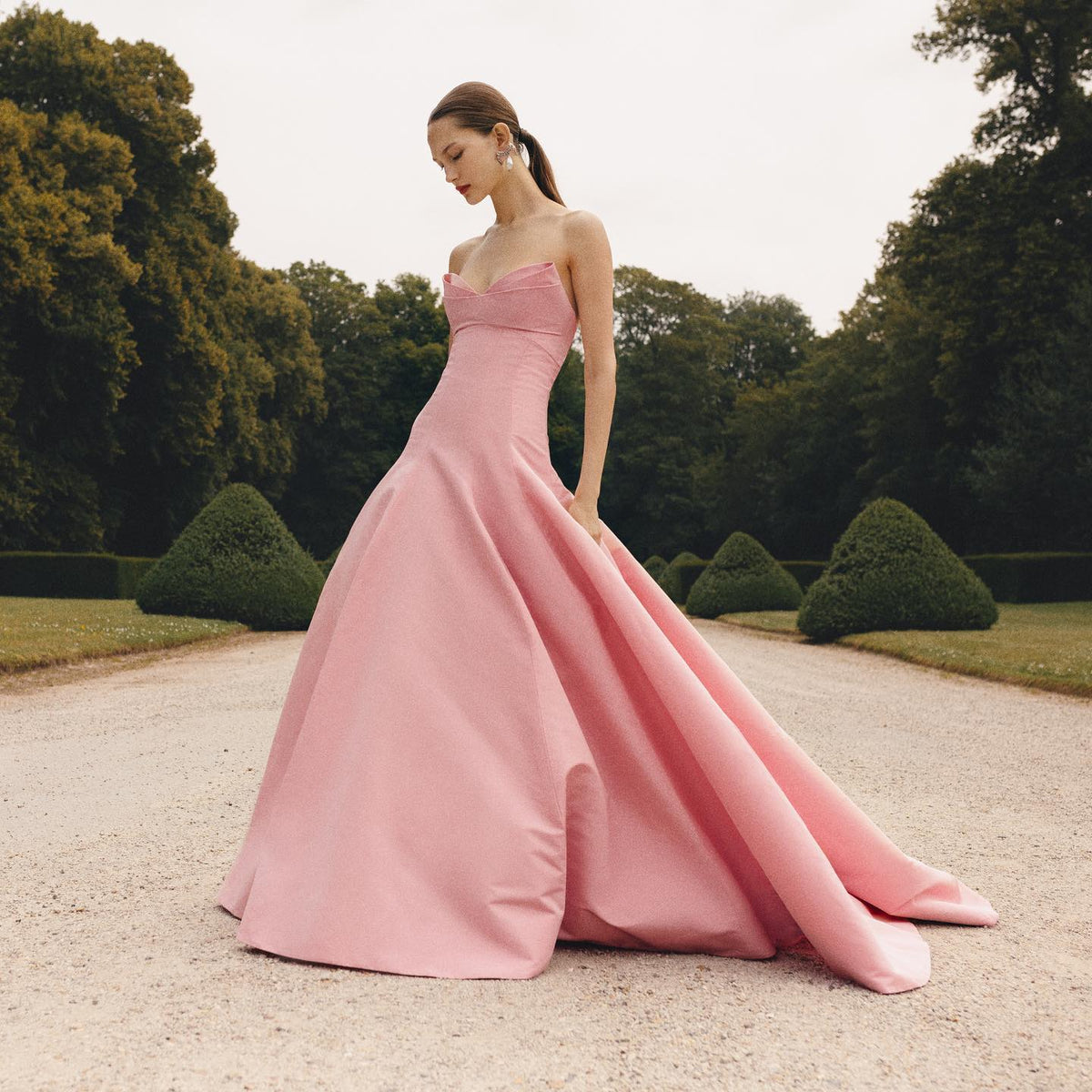 Elegant Pink Strapless A-Line Evening Dress SF440