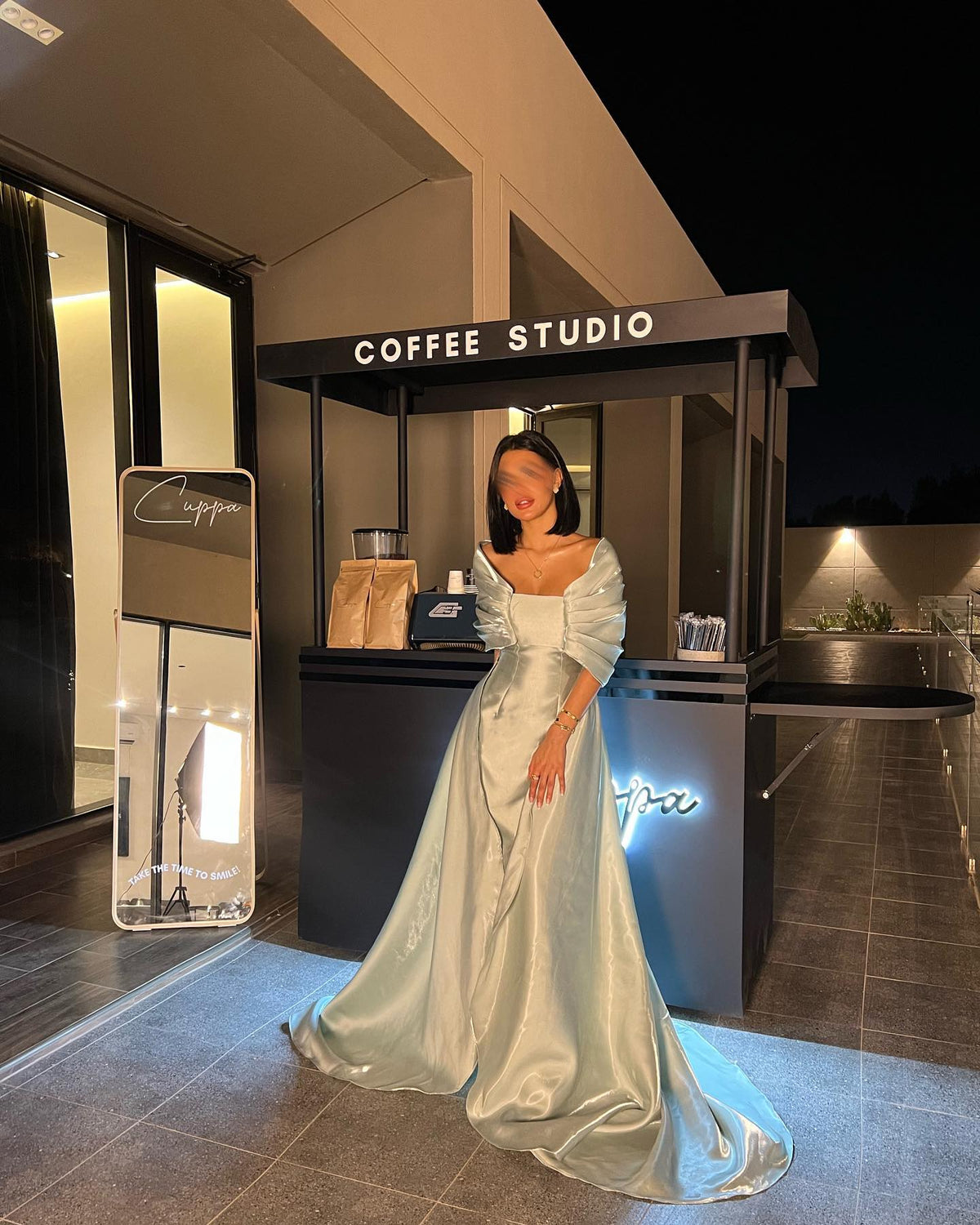 Elegant Off-Shoulder Evening Dress with Overskirt SF421