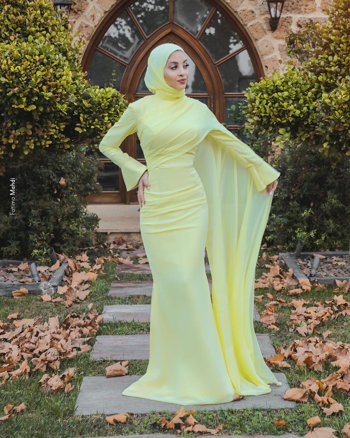Elegant Yellow Long Sleeves Mermaid Evening Dress SF187